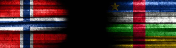 Norsko Středoafrická Republika Vlajky Černém Pozadí — Stock fotografie