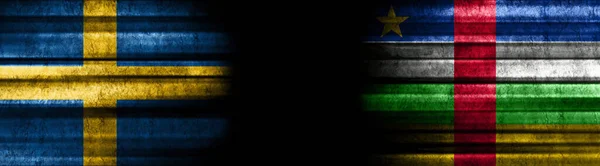Svezia Repubblica Centrafricana Bandiere Sfondo Nero — Foto Stock