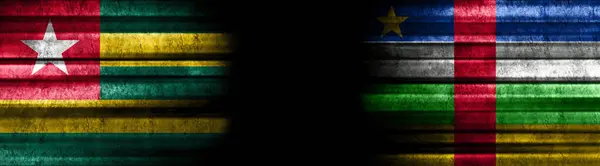 Togo Středoafrická Republika Vlajky Černém Pozadí — Stock fotografie