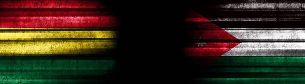 Βολιβία Και Ιορδανία Σημαίες Μαύρο Φόντο — Φωτογραφία Αρχείου