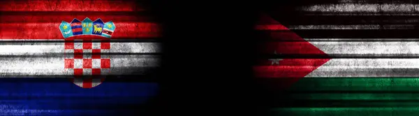 Хорватія Йорданія Прапори Чорному Тлі — стокове фото