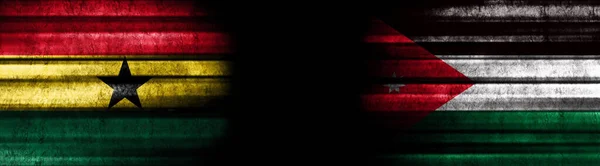 Flaggen Von Ghana Und Jordanien Auf Schwarzem Hintergrund — Stockfoto
