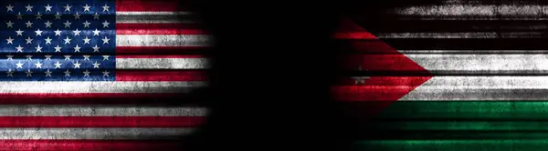 Stati Uniti Giordania Bandiere Sfondo Nero — Foto Stock