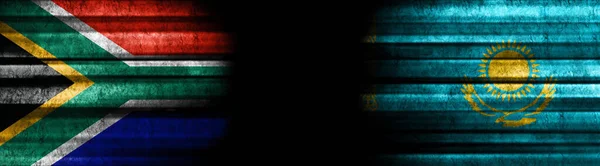 Bandiere Sud Africa Kazakistan Sfondo Nero — Foto Stock
