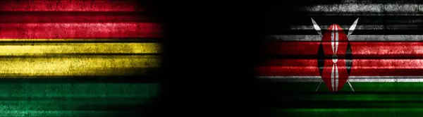 Flagi Boliwii Kenii Czarnym Tle — Zdjęcie stockowe