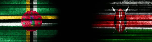 Dominika Kenia Flagi Czarnym Tle — Zdjęcie stockowe