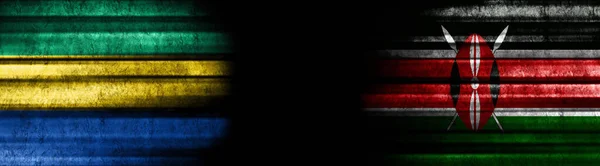 Bandiere Gabon Kenya Sfondo Nero — Foto Stock