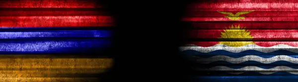 Флаги Армении Кирибати Черном Фоне — стоковое фото