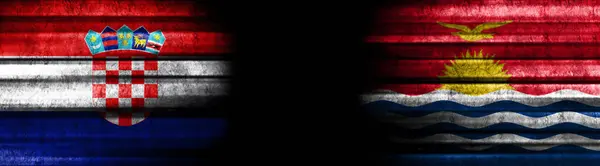 Флаги Хорватии Кирибати Чёрном Фоне — стоковое фото