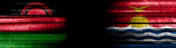 Bandiere Malawi Kiribati Sfondo Nero — Foto Stock
