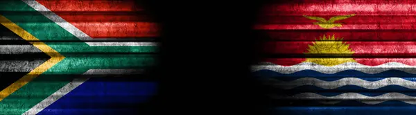 Південна Африка Кірибаті Прапори Чорному Тлі — стокове фото