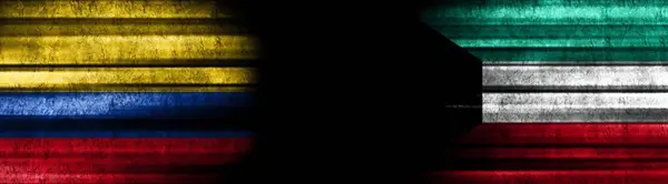 Σημαίες Κολομβίας Και Κουβέιτ Μαύρο Φόντο — Φωτογραφία Αρχείου