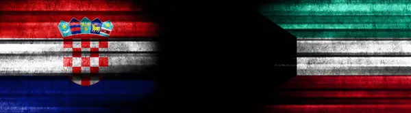 Хорватія Кувейт Прапори Чорному Тлі — стокове фото