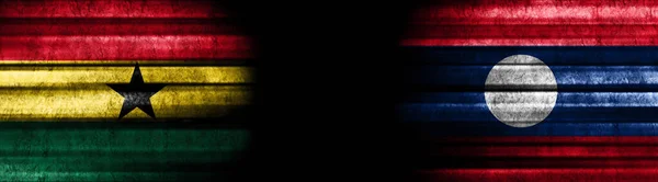 Flaggen Von Ghana Und Laos Auf Schwarzem Hintergrund — Stockfoto