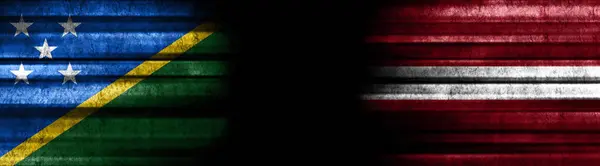 Solomon Islands and Latvia Flags on Black Background