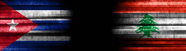 Куби Лівану Прапори Чорному Тлі — стокове фото