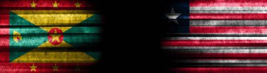 Siyah Arkaplanda Grenada ve Liberya Bayrakları
