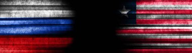 Rusya ve Liberya Bayrakları Siyah Arkaplanda