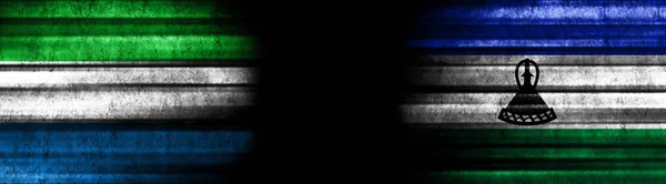 Сьєрра Леоне Лесото Прапори Чорному Тлі — стокове фото