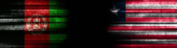 Σημαίες Αφγανιστάν Και Λιβερίας Μαύρο Φόντο — Φωτογραφία Αρχείου
