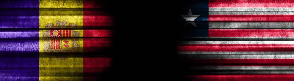 Флаги Андорры Либерии Чёрном Фоне — стоковое фото