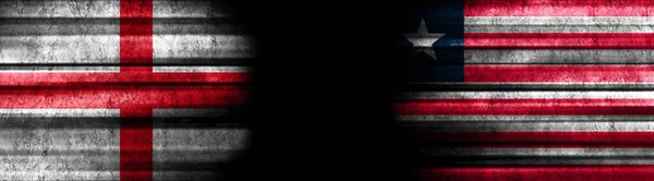 England Liberia Flags Black Background — Stock Photo, Image