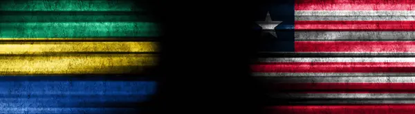 Флаги Габона Либерии Чёрном Фоне — стоковое фото