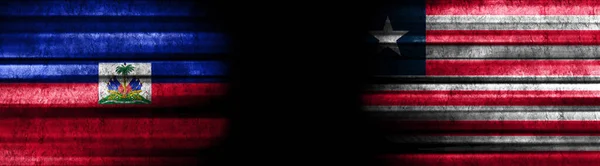 Haiti Liberia Flags Black Background — Stock Photo, Image
