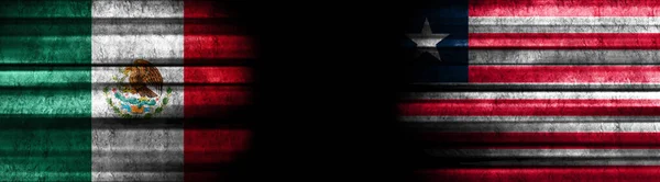 Mexico Liberia Flags Black Background — Stock Photo, Image