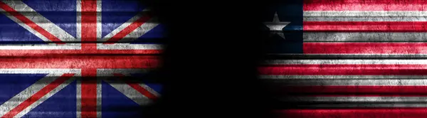 Флаги Великобритании Либерии Чёрном Фоне — стоковое фото