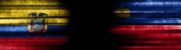 Ecuador Liechtenstein Flags Black Background — Stock Photo, Image