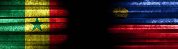 Сенегал Ліхтенштейн Прапори Чорному Тлі — стокове фото