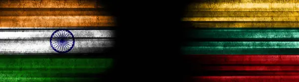 India Lithuania Flags Black Background — Stock Photo, Image