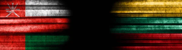 Bandiere Oman Lituania Sfondo Nero — Foto Stock