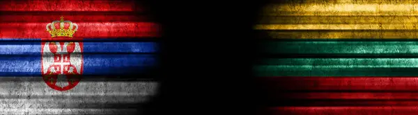 Serbia Lithuania Flags Black Background — Stock Photo, Image