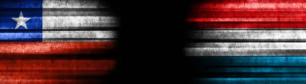 Флаги Чили Люксембурга Чёрном Фоне — стоковое фото