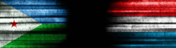 Джибуті Люксембург Прапори Чорному Тлі — стокове фото