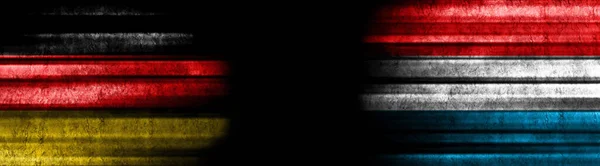 Németország Luxemburg Zászlók Fekete Háttér — Stock Fotó