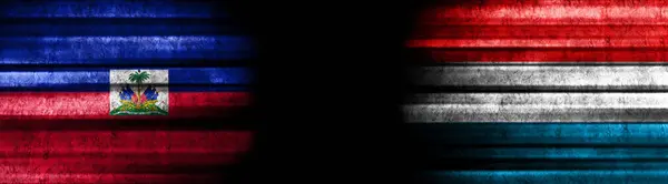 Haiti Lussemburgo Bandiere Sfondo Nero — Foto Stock
