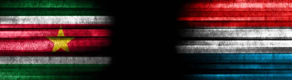 Banderas Surinam Luxemburgo Sobre Fondo Negro —  Fotos de Stock