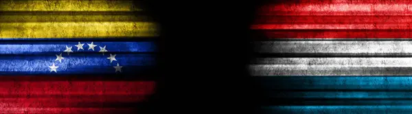 Bandeiras Venezuela Luxemburgo Sobre Fundo Preto — Fotografia de Stock