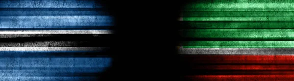 Bandiere Botswana Cecenia Sfondo Nero — Foto Stock