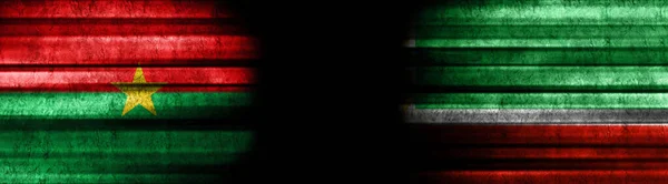 Burkina Faso Tsjetsjenië Vlaggen Zwarte Achtergrond — Stockfoto