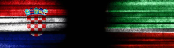 Croacia Chechenia Banderas Sobre Fondo Negro — Foto de Stock