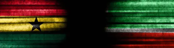 Ghana Chechenia Banderas Sobre Fondo Negro — Foto de Stock