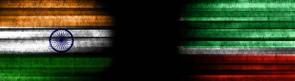 Índia Chechênia Bandeiras Fundo Preto — Fotografia de Stock