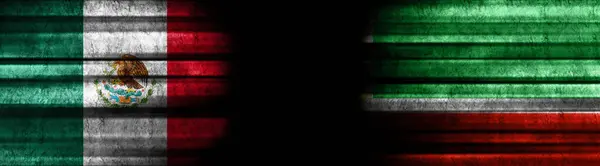 Флаги Мексики Чечни Чёрном Фоне — стоковое фото