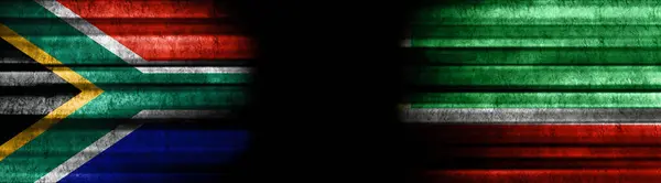 Bandiere Sudafricane Cecene Sfondo Nero — Foto Stock