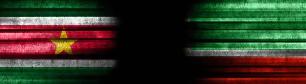 Suriname Dan Chechnya Bendera Black Background — Stok Foto