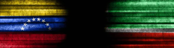 Βενεζουέλα Και Τσετσενία Σημαίες Μαύρο Φόντο — Φωτογραφία Αρχείου